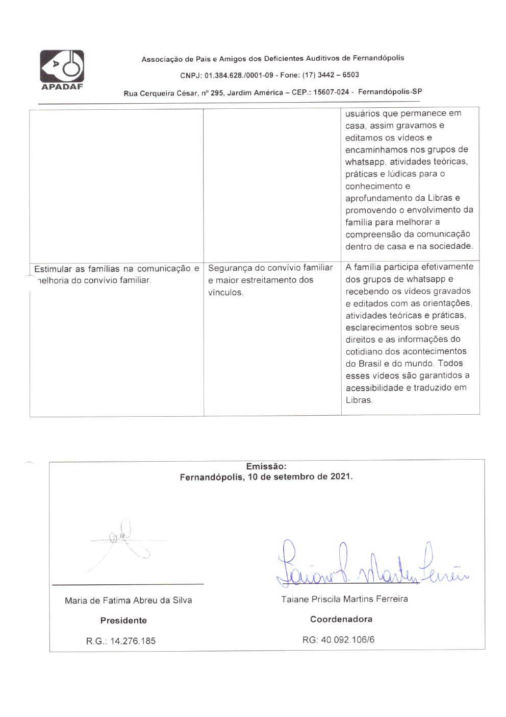 Página 17 de Prestação de Contas Mensal — Habilitação e Reabilitação — 9ª Parcela — Outubro/2021