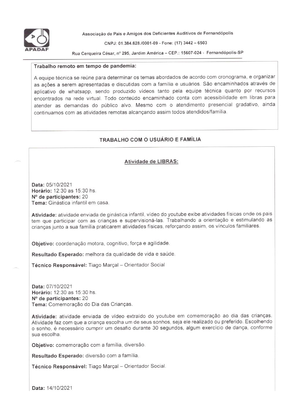 Página 7 de Prestação de Contas Mensal — Habilitação e Reabilitação — 10ª Parcela — Novembro/2021
