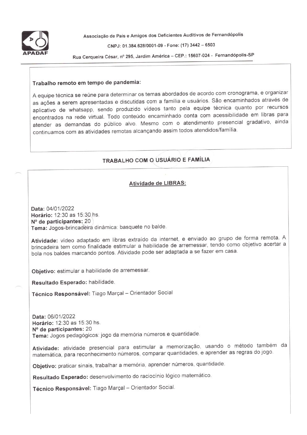 Página 7 de Prestação de Contas Mensal — Habilitação e Reabilitação — 1ª Parcela — Fevereiro/2022