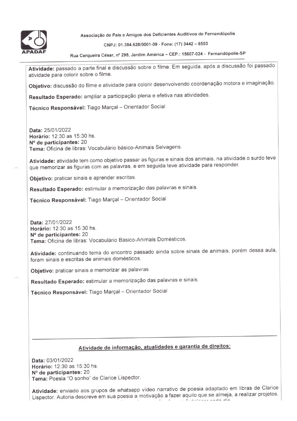 Página 9 de Prestação de Contas Mensal — Habilitação e Reabilitação — 1ª Parcela — Fevereiro/2022