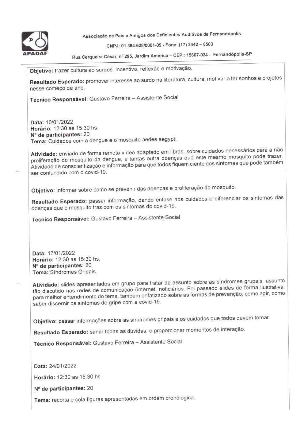 Página 10 de Prestação de Contas Mensal — Habilitação e Reabilitação — 1ª Parcela — Fevereiro/2022