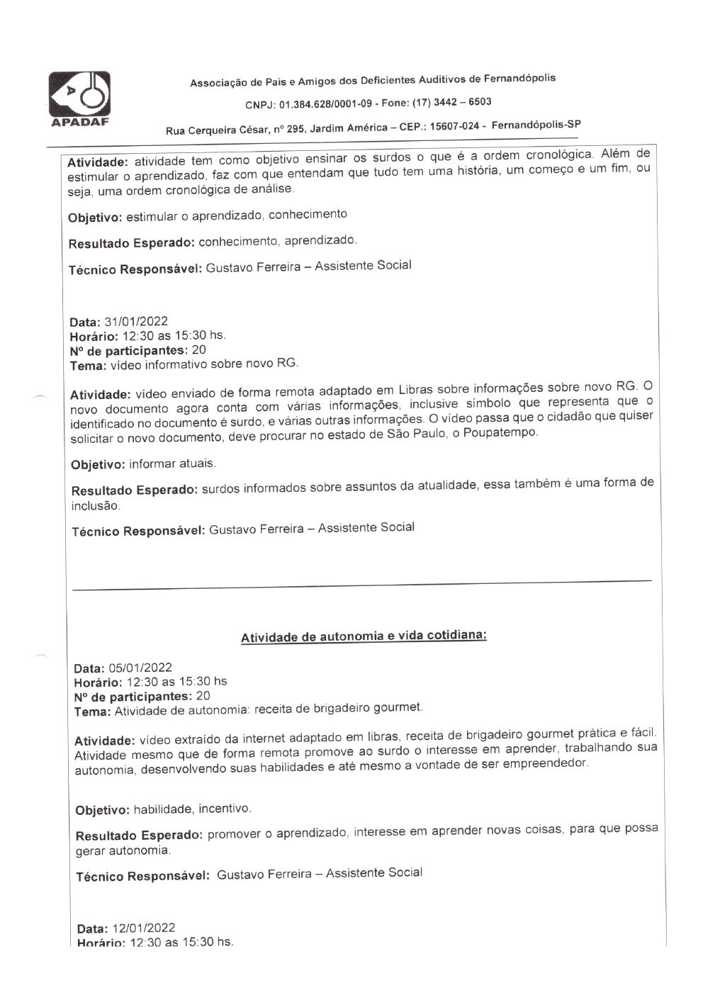 Página 11 de Prestação de Contas Mensal — Habilitação e Reabilitação — 1ª Parcela — Fevereiro/2022