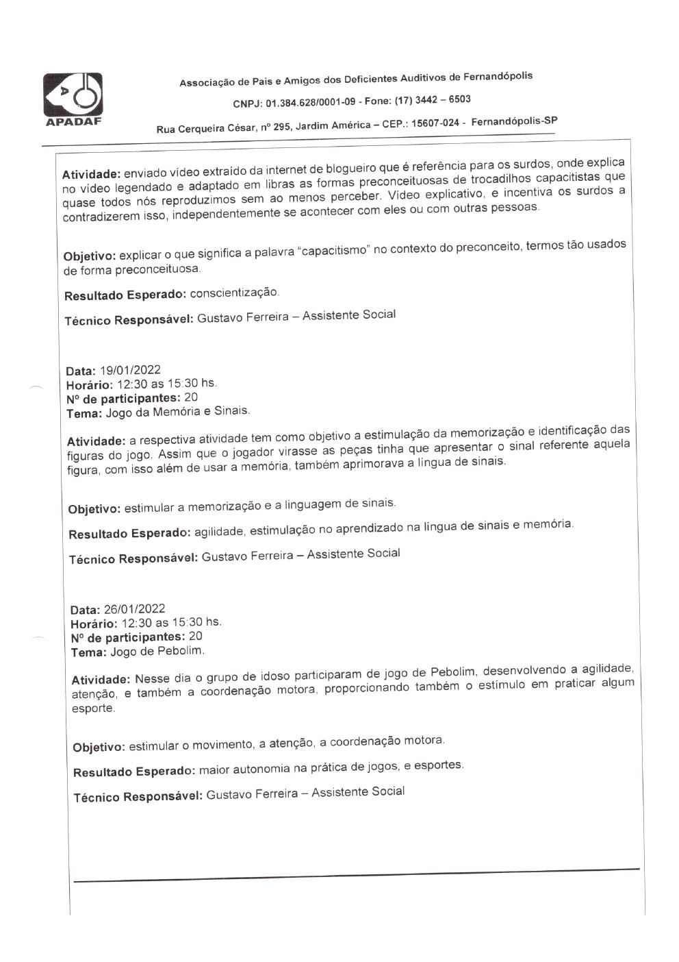 Página 12 de Prestação de Contas Mensal — Habilitação e Reabilitação — 1ª Parcela — Fevereiro/2022