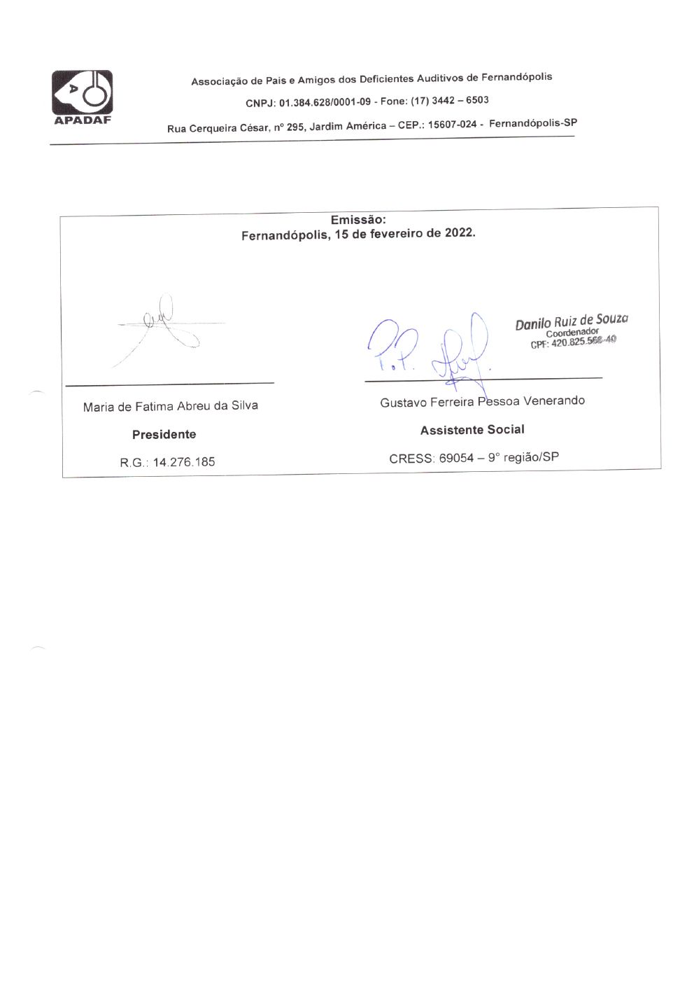 Página 18 de Prestação de Contas Mensal — Habilitação e Reabilitação — 1ª Parcela — Fevereiro/2022