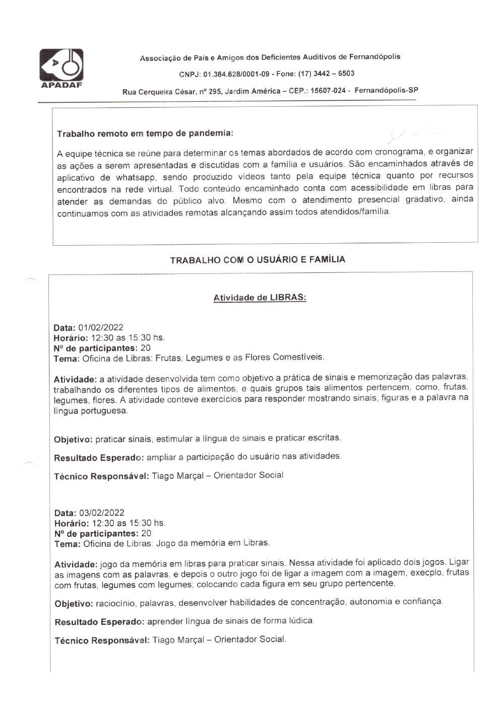 Página 6 de Prestação de Contas Mensal — Habilitação e Reabilitação — 2ª Parcela — Março/2022