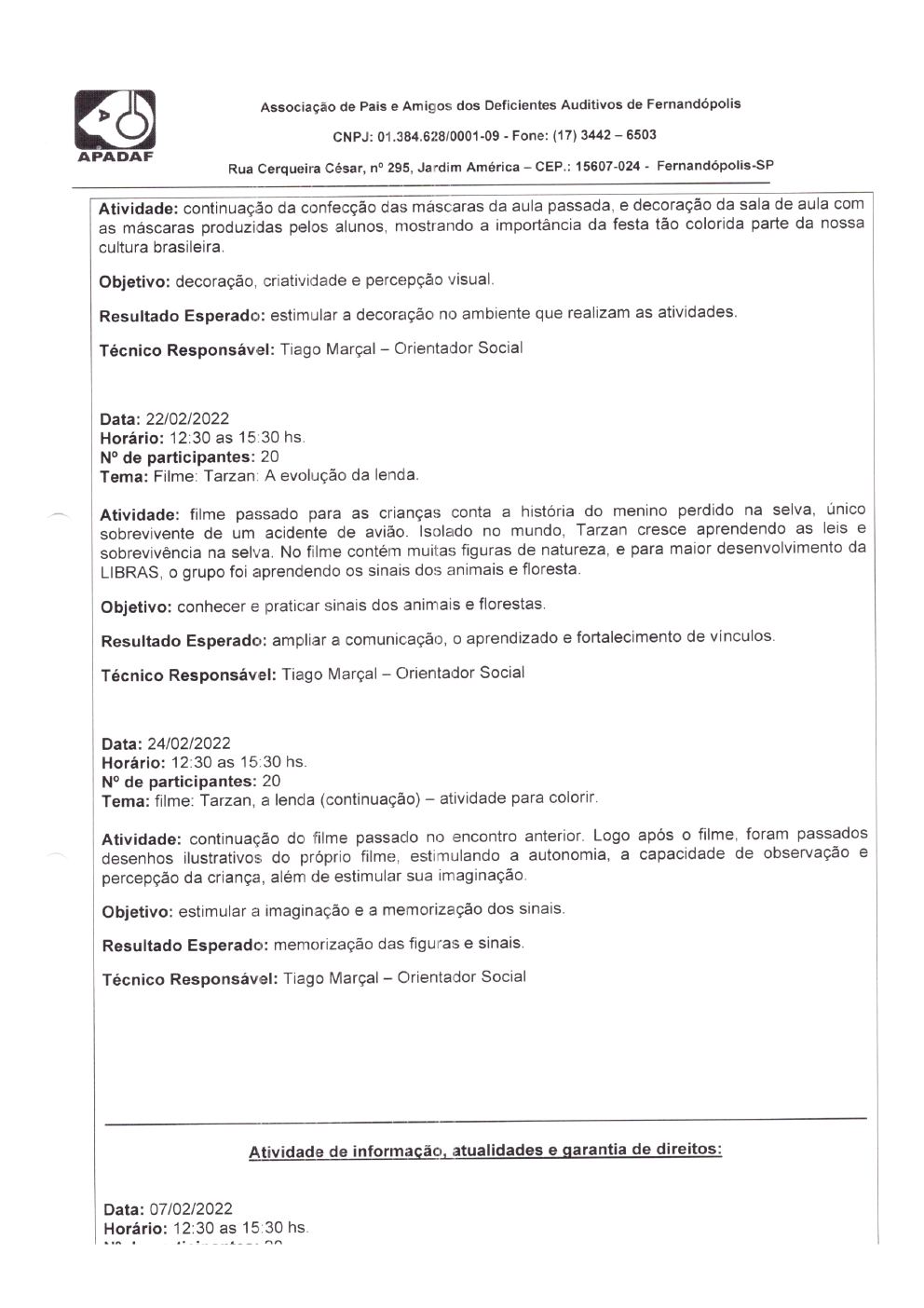 Página 8 de Prestação de Contas Mensal — Habilitação e Reabilitação — 2ª Parcela — Março/2022