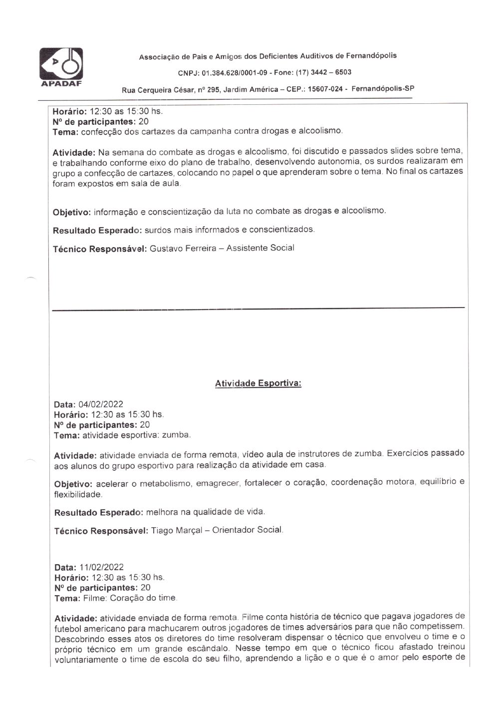 Página 11 de Prestação de Contas Mensal — Habilitação e Reabilitação — 2ª Parcela — Março/2022