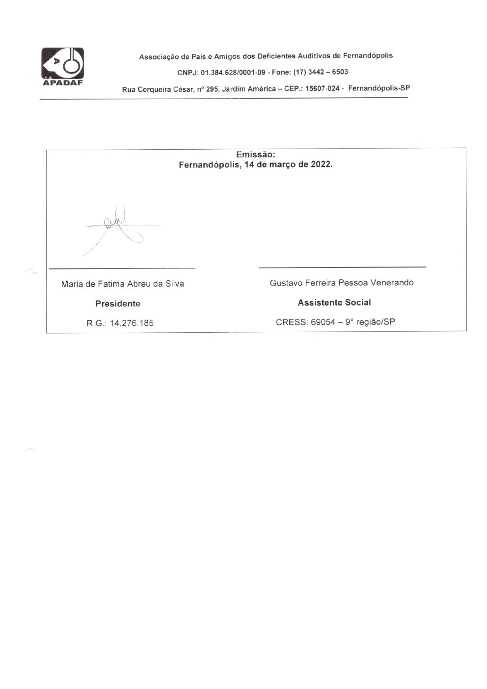 Página 22 de Prestação de Contas Mensal — Habilitação e Reabilitação — 2ª Parcela — Março/2022