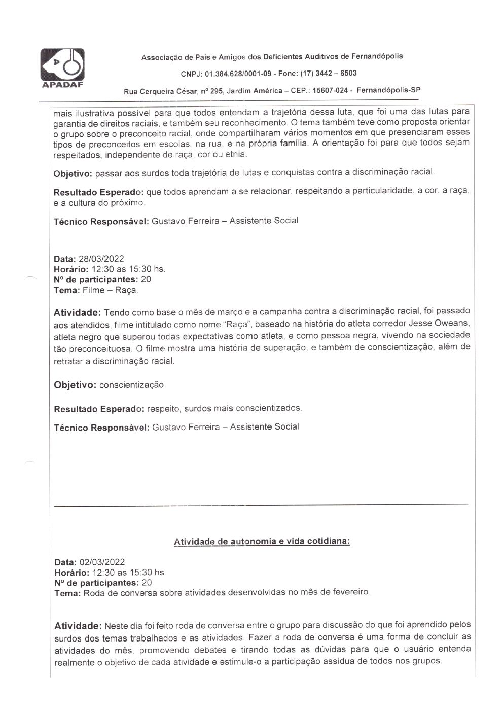 Página 11 de Prestação de Contas Mensal — Habilitação e Reabilitação — 3ª Parcela — Abril/2022