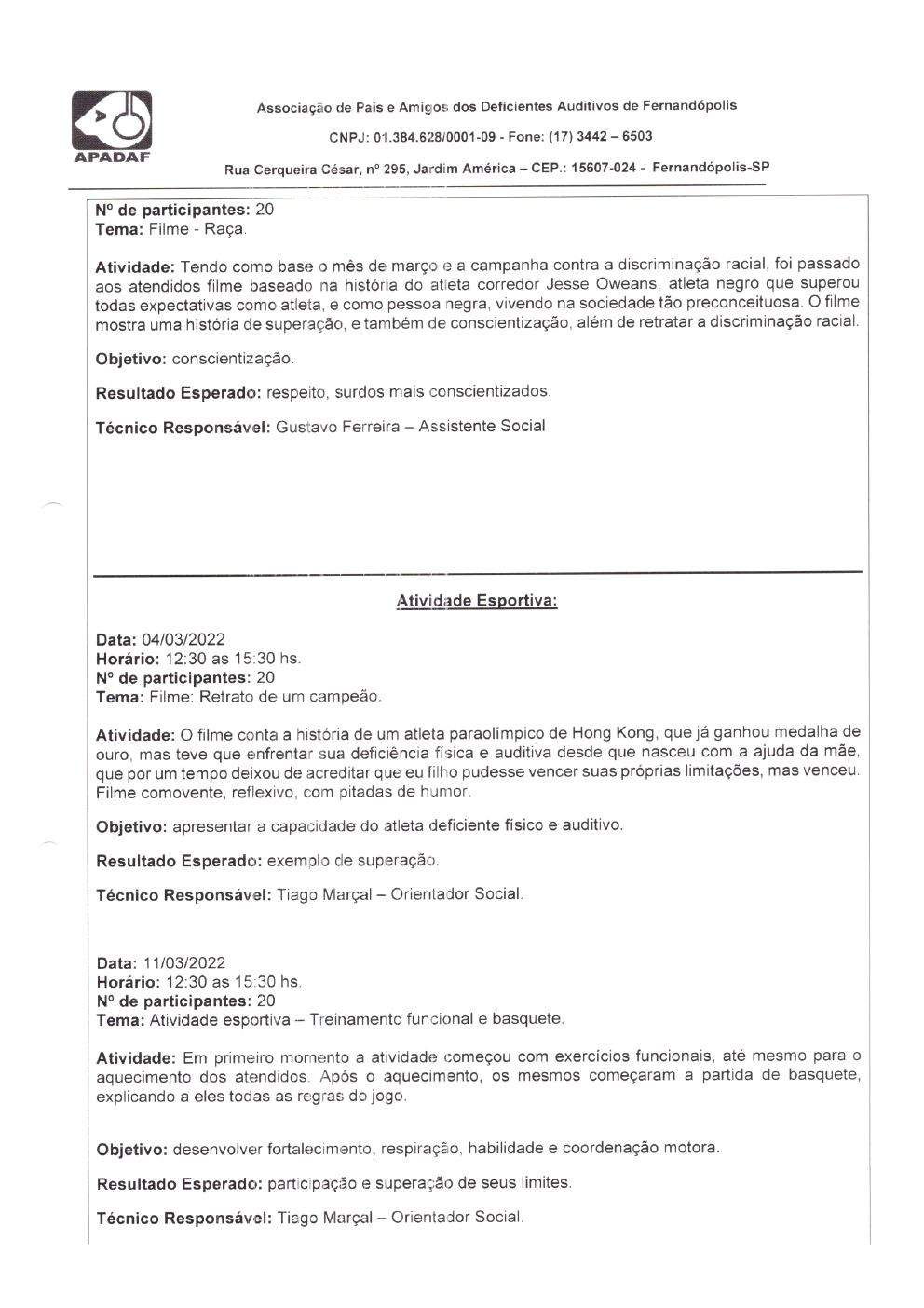 Página 13 de Prestação de Contas Mensal — Habilitação e Reabilitação — 3ª Parcela — Abril/2022