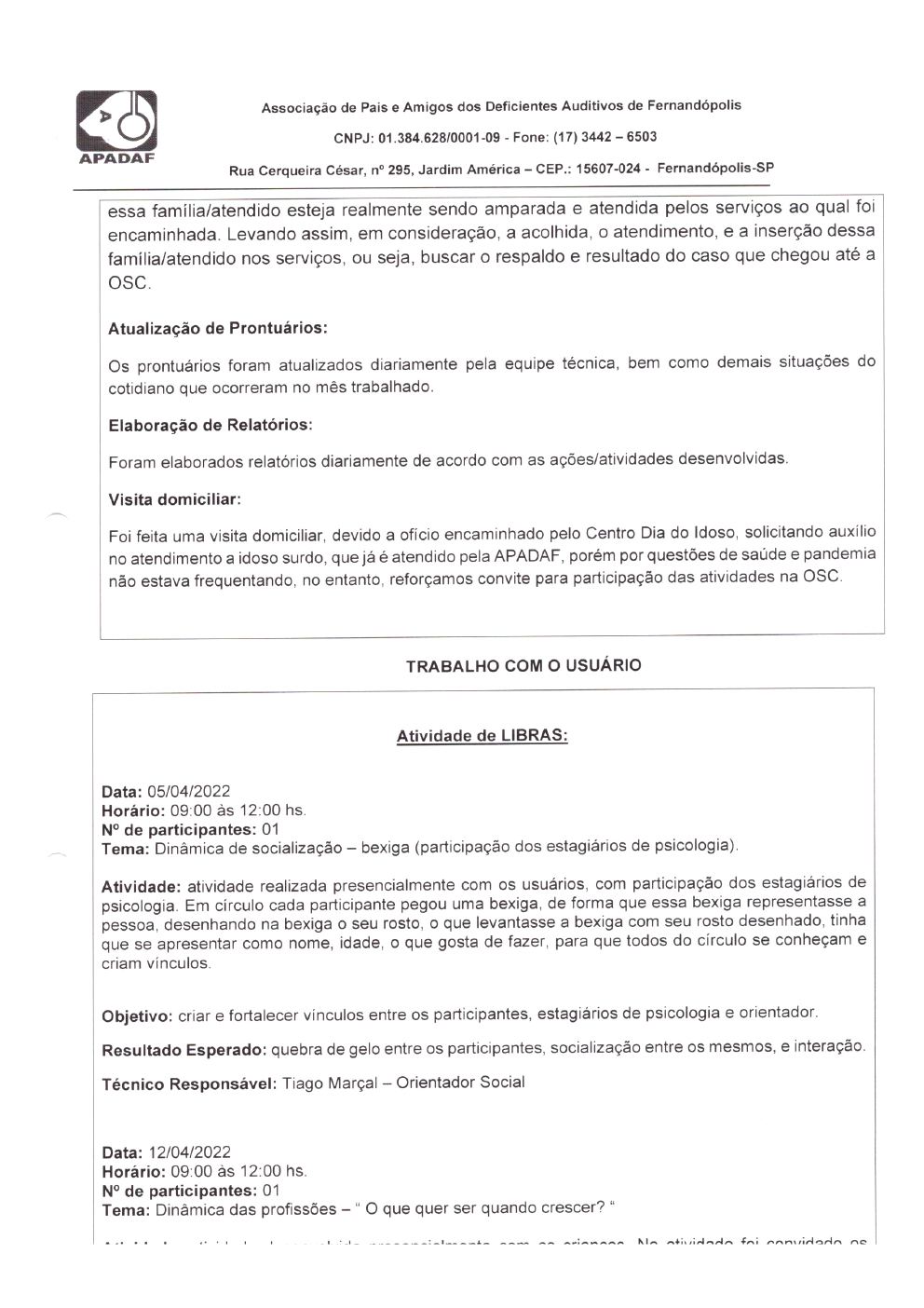 Página 7 de Prestação de Contas Mensal — Habilitação e Reabilitação — 4ª Parcela — Maio/2022