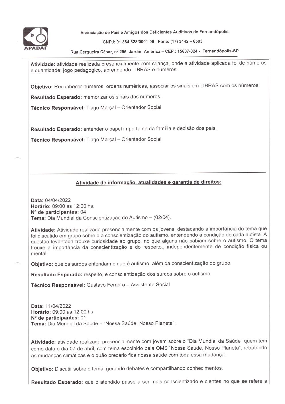 Página 9 de Prestação de Contas Mensal — Habilitação e Reabilitação — 4ª Parcela — Maio/2022