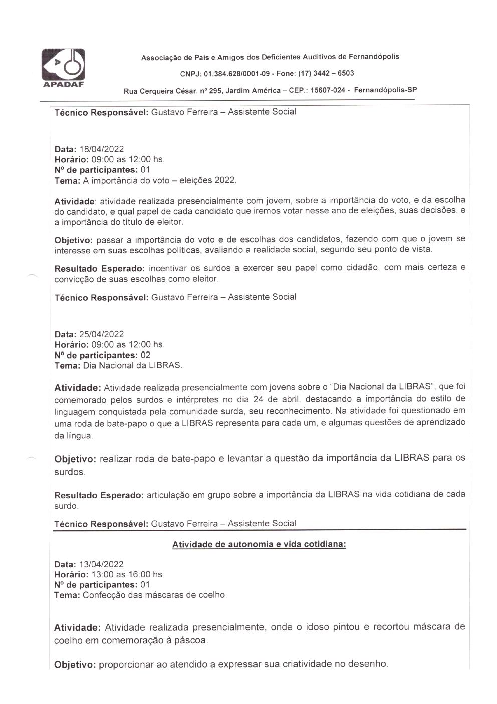 Página 10 de Prestação de Contas Mensal — Habilitação e Reabilitação — 4ª Parcela — Maio/2022