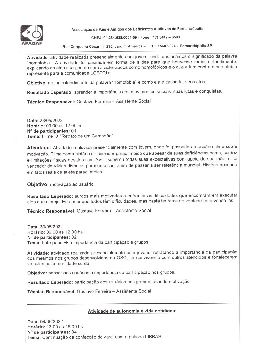 Página 11 de Prestação de Contas Mensal — Habilitação e Reabilitação — 5ª Parcela — Junho/2022
