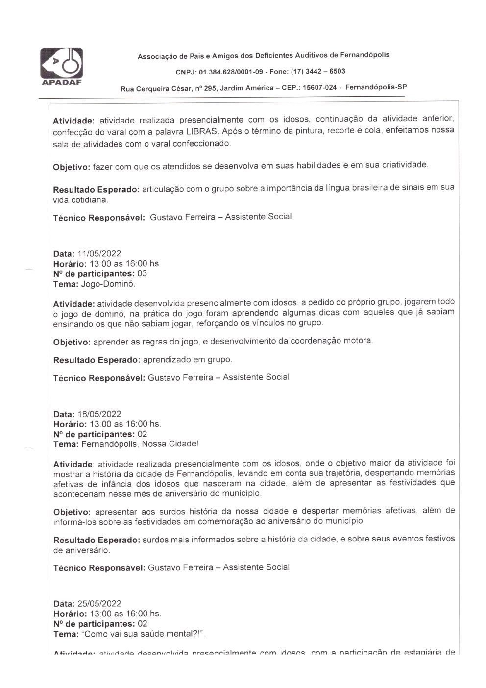 Página 12 de Prestação de Contas Mensal — Habilitação e Reabilitação — 5ª Parcela — Junho/2022
