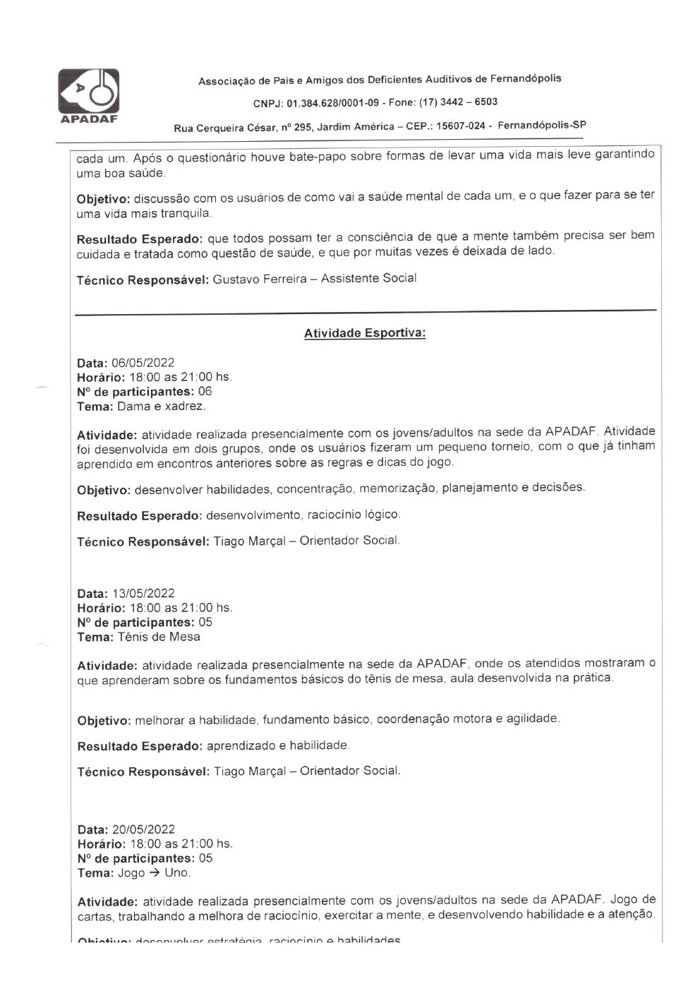 Página 13 de Prestação de Contas Mensal — Habilitação e Reabilitação — 5ª Parcela — Junho/2022