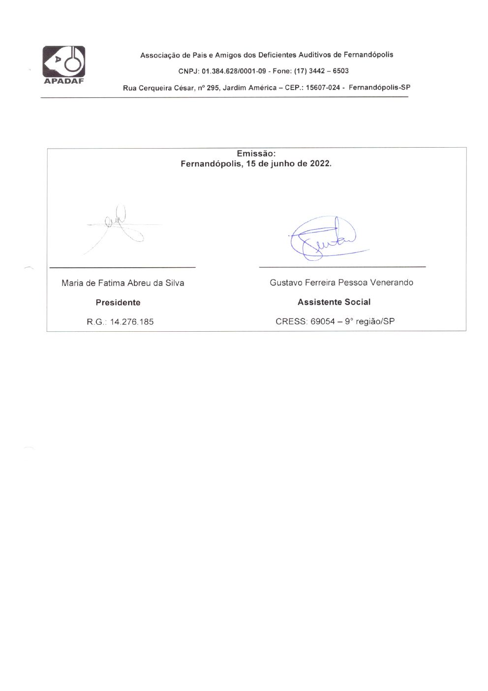 Página 20 de Prestação de Contas Mensal — Habilitação e Reabilitação — 5ª Parcela — Junho/2022