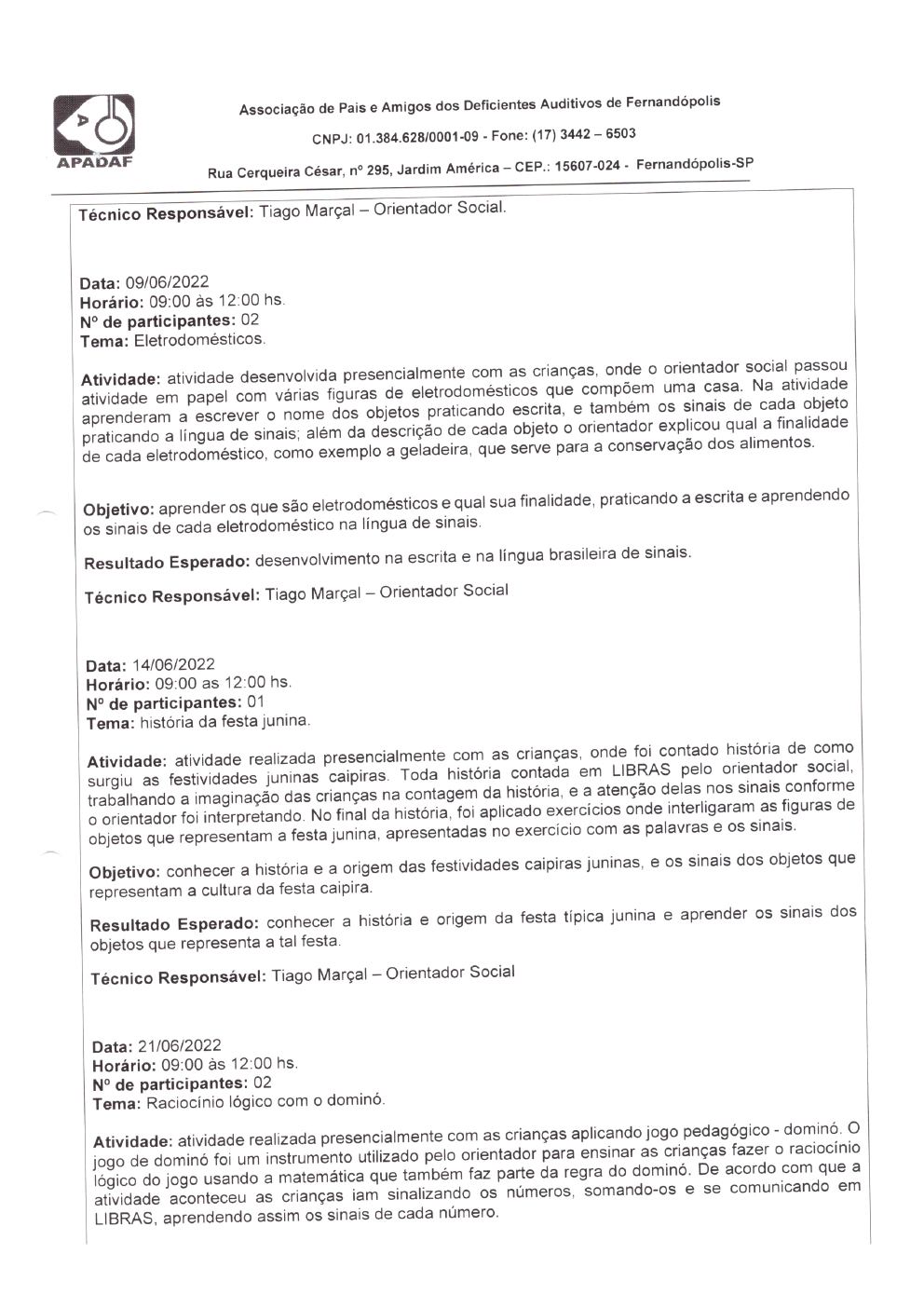 Página 8 de Prestação de Contas Mensal — Habilitação e Reabilitação — 6ª Parcela — Julho/2022
