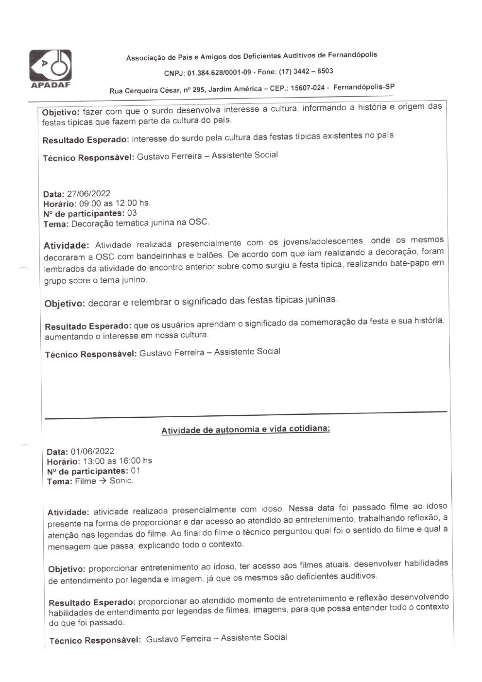Página 11 de Prestação de Contas Mensal — Habilitação e Reabilitação — 6ª Parcela — Julho/2022