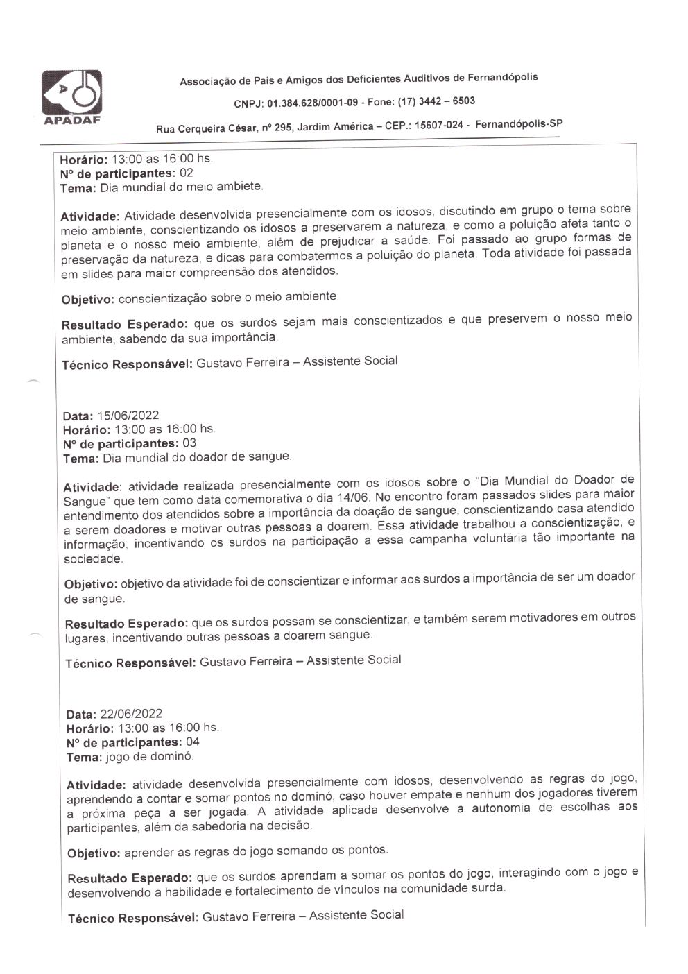Página 12 de Prestação de Contas Mensal — Habilitação e Reabilitação — 6ª Parcela — Julho/2022