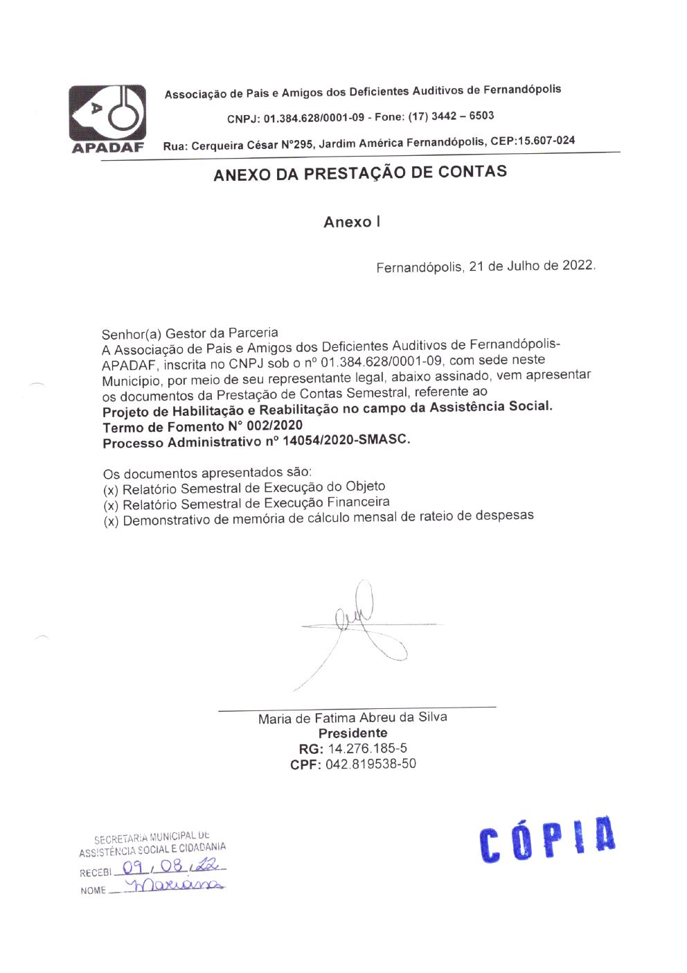 Página 25 de Prestação de Contas Mensal — Habilitação e Reabilitação — 6ª Parcela — Julho/2022