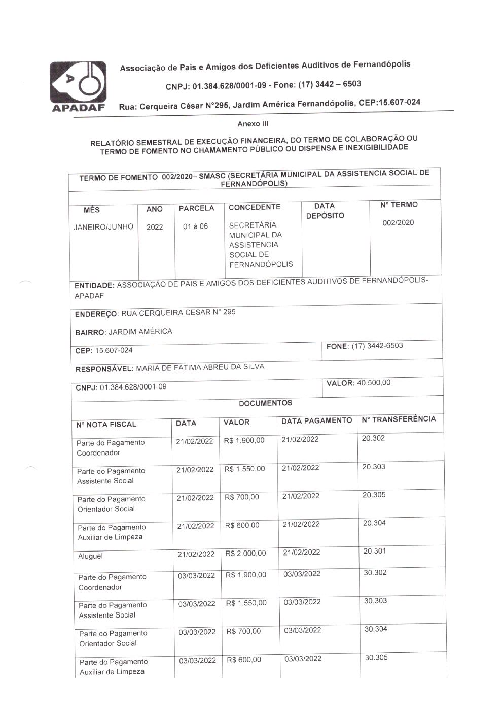 Página 26 de Prestação de Contas Mensal — Habilitação e Reabilitação — 6ª Parcela — Julho/2022