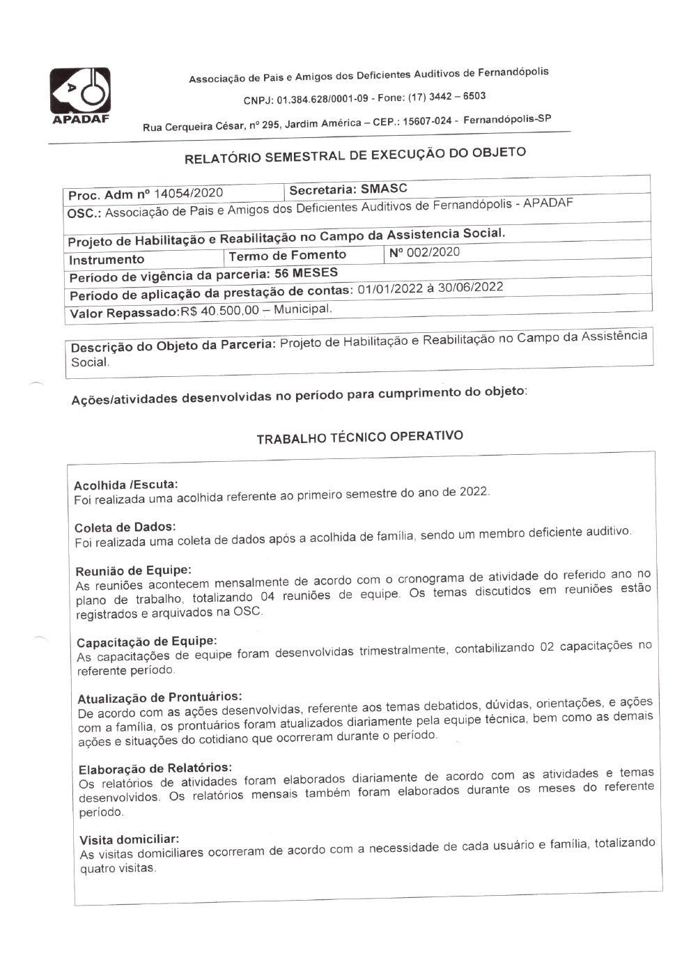 Página 31 de Prestação de Contas Mensal — Habilitação e Reabilitação — 6ª Parcela — Julho/2022
