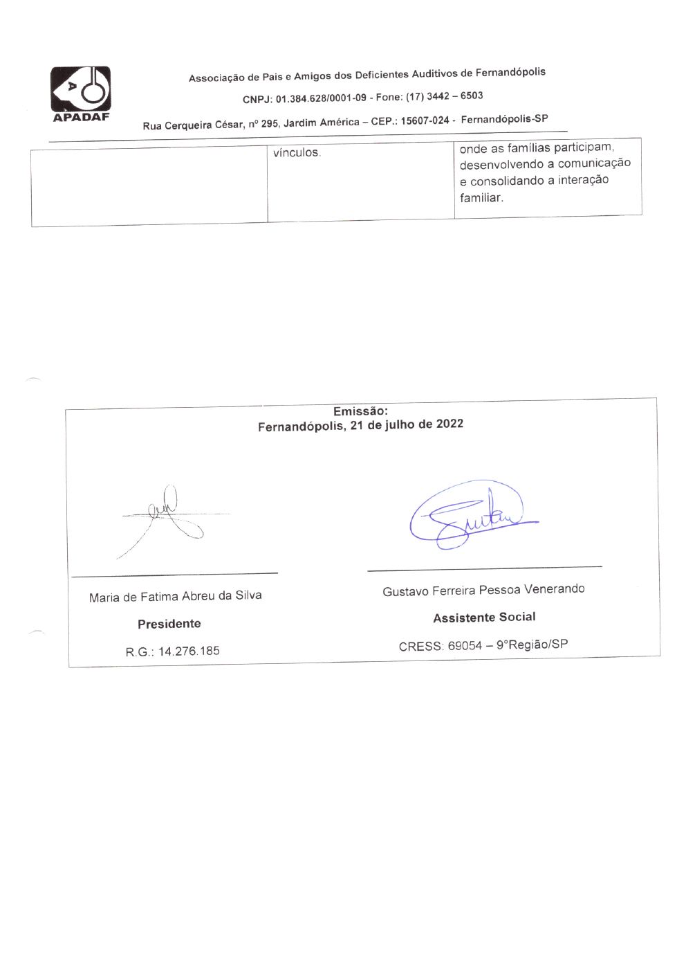 Página 40 de Prestação de Contas Mensal — Habilitação e Reabilitação — 6ª Parcela — Julho/2022