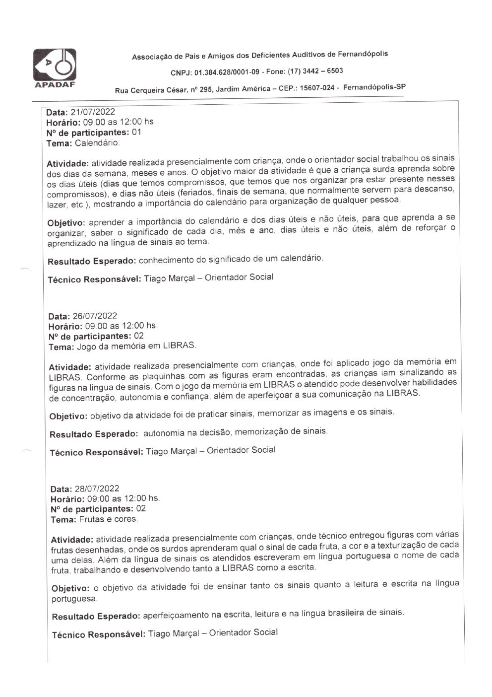 Página 9 de Prestação de Contas Mensal — Habilitação e Reabilitação — 7ª Parcela — Agosto/2022