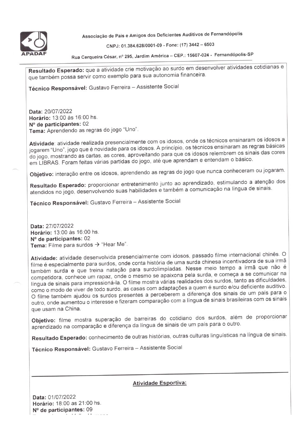 Página 12 de Prestação de Contas Mensal — Habilitação e Reabilitação — 7ª Parcela — Agosto/2022