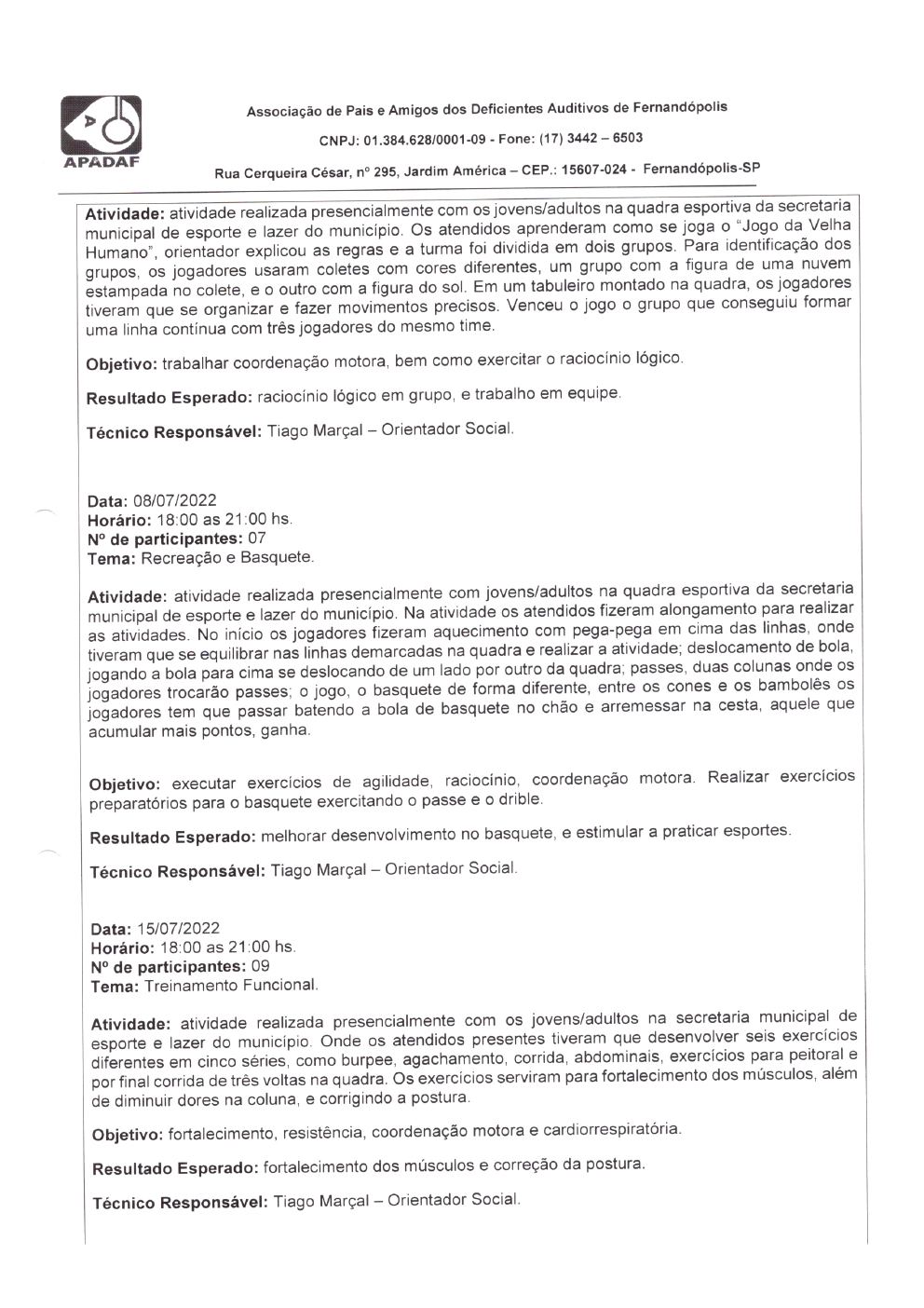 Página 13 de Prestação de Contas Mensal — Habilitação e Reabilitação — 7ª Parcela — Agosto/2022