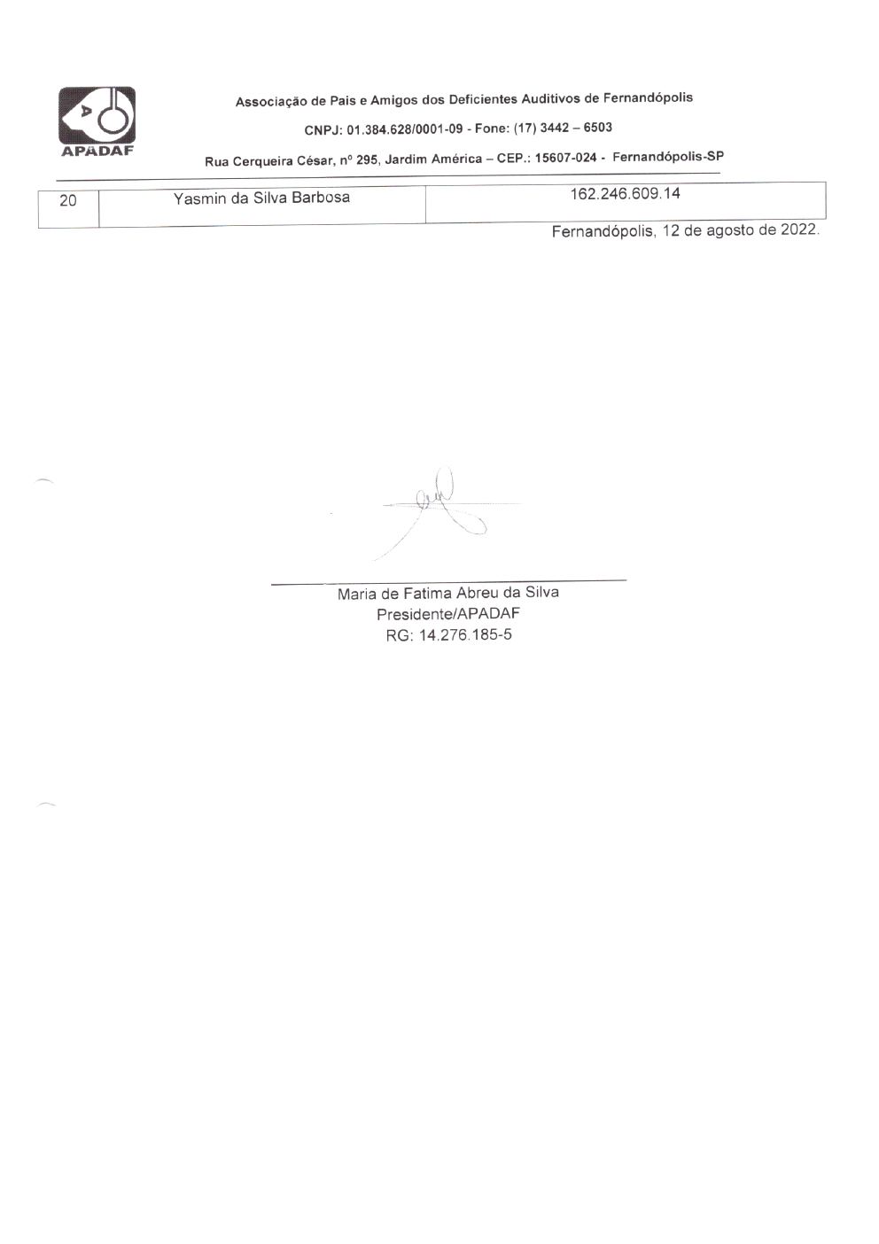 Página 19 de Prestação de Contas Mensal — Habilitação e Reabilitação — 7ª Parcela — Agosto/2022