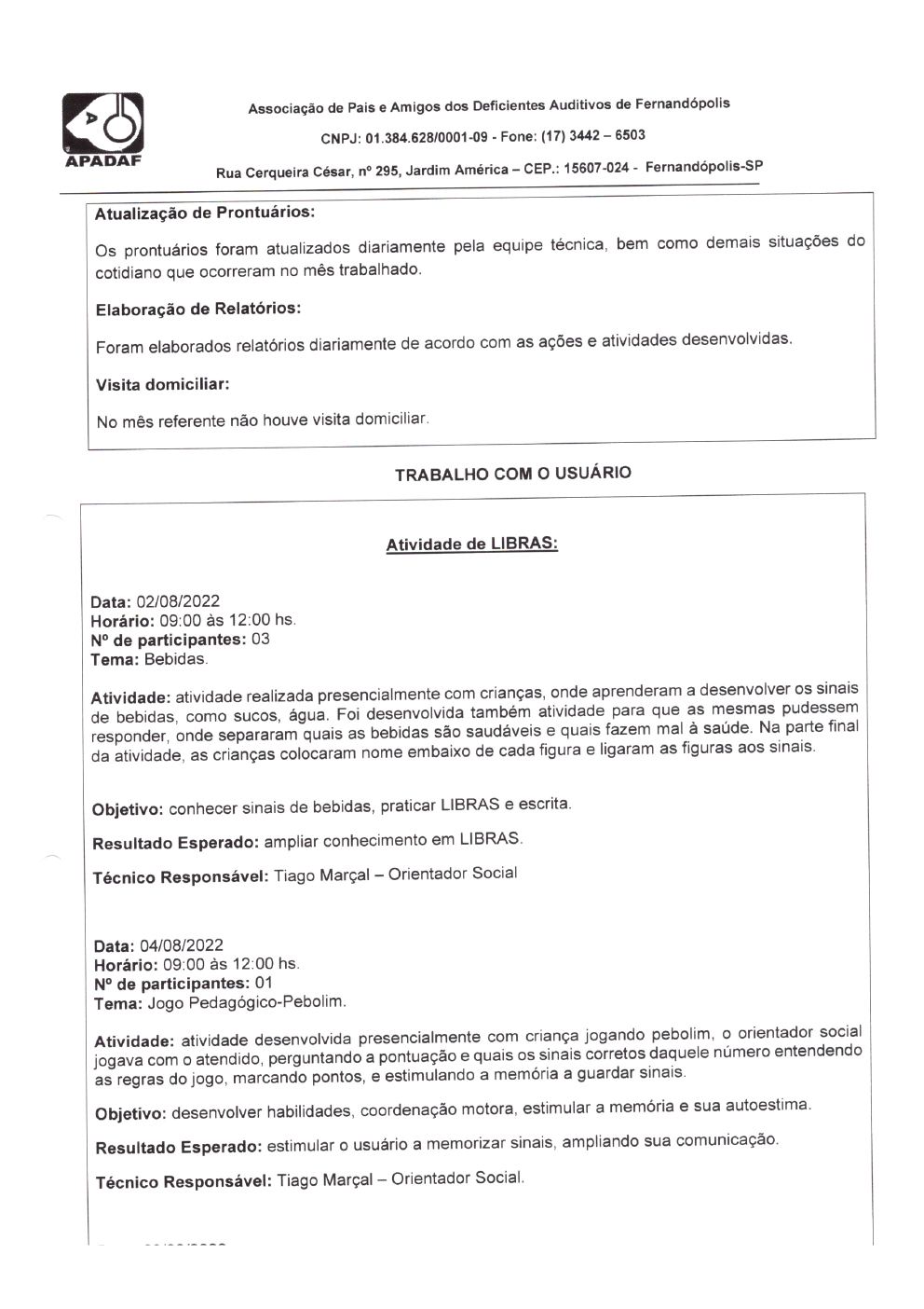 Página 12 de Prestação de Contas Mensal — Habilitação e Reabilitação — 8ª Parcela — Setembro/2022