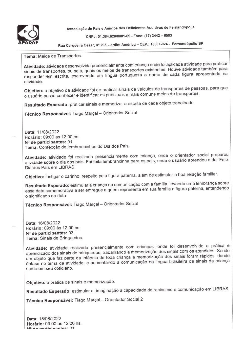 Página 13 de Prestação de Contas Mensal — Habilitação e Reabilitação — 8ª Parcela — Setembro/2022