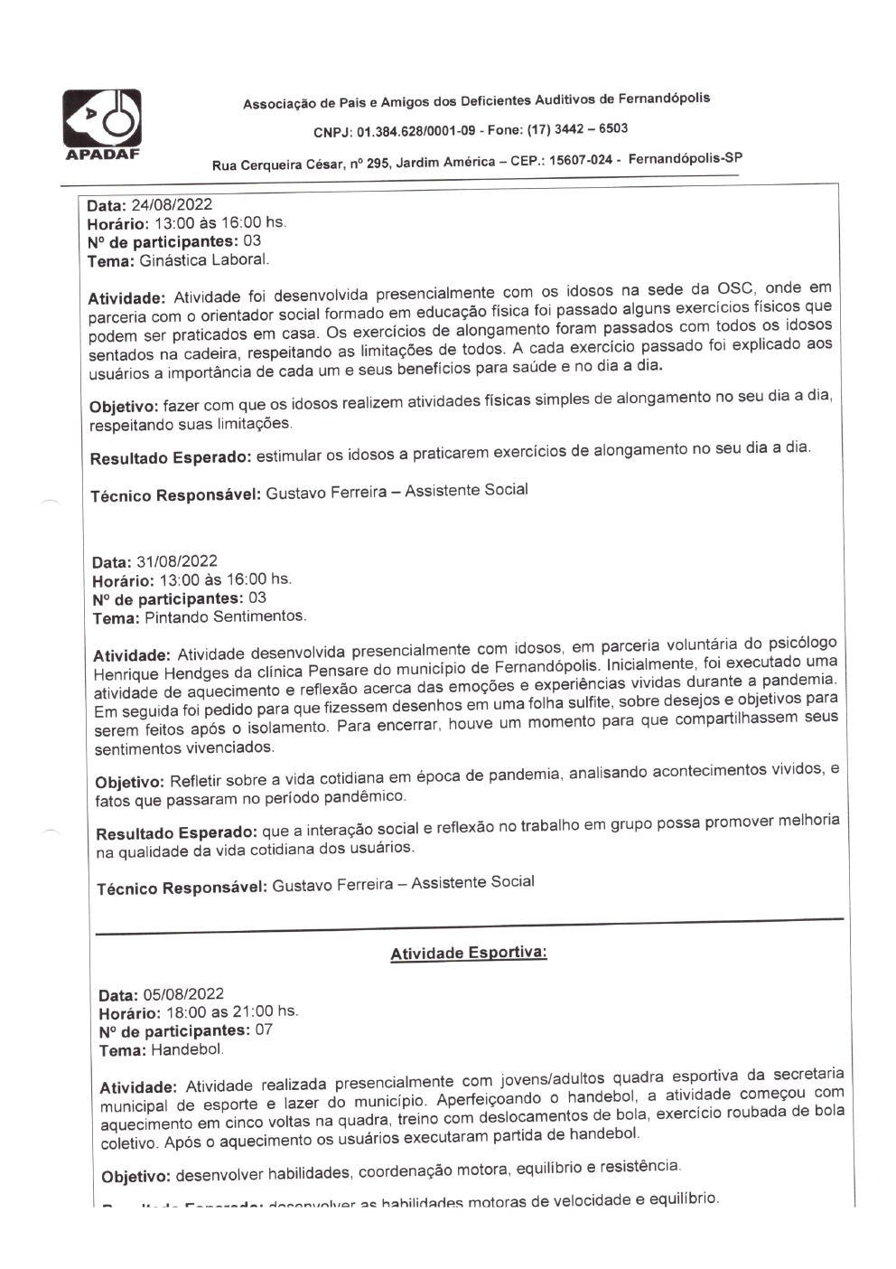 Página 18 de Prestação de Contas Mensal — Habilitação e Reabilitação — 8ª Parcela — Setembro/2022