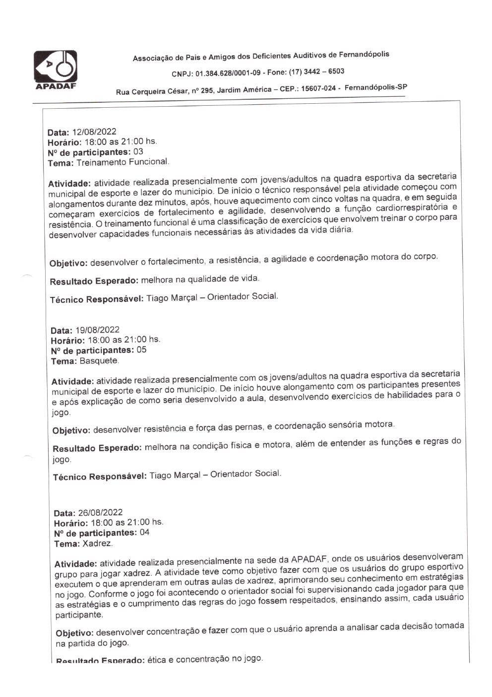Página 19 de Prestação de Contas Mensal — Habilitação e Reabilitação — 8ª Parcela — Setembro/2022