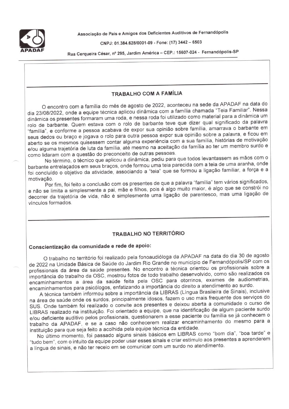 Página 20 de Prestação de Contas Mensal — Habilitação e Reabilitação — 8ª Parcela — Setembro/2022