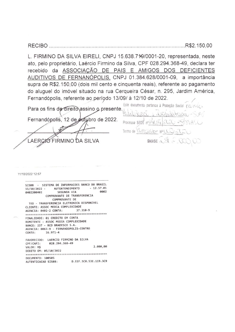 Página 11 de Prestação de Contas Mensal — Habilitação e Reabilitação — 9ª Parcela — Outubro/2022
