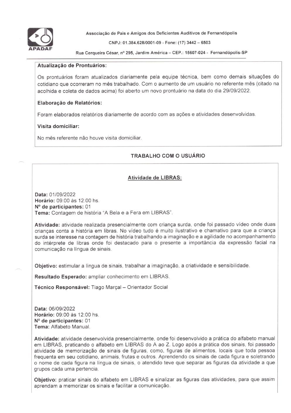 Página 13 de Prestação de Contas Mensal — Habilitação e Reabilitação — 9ª Parcela — Outubro/2022