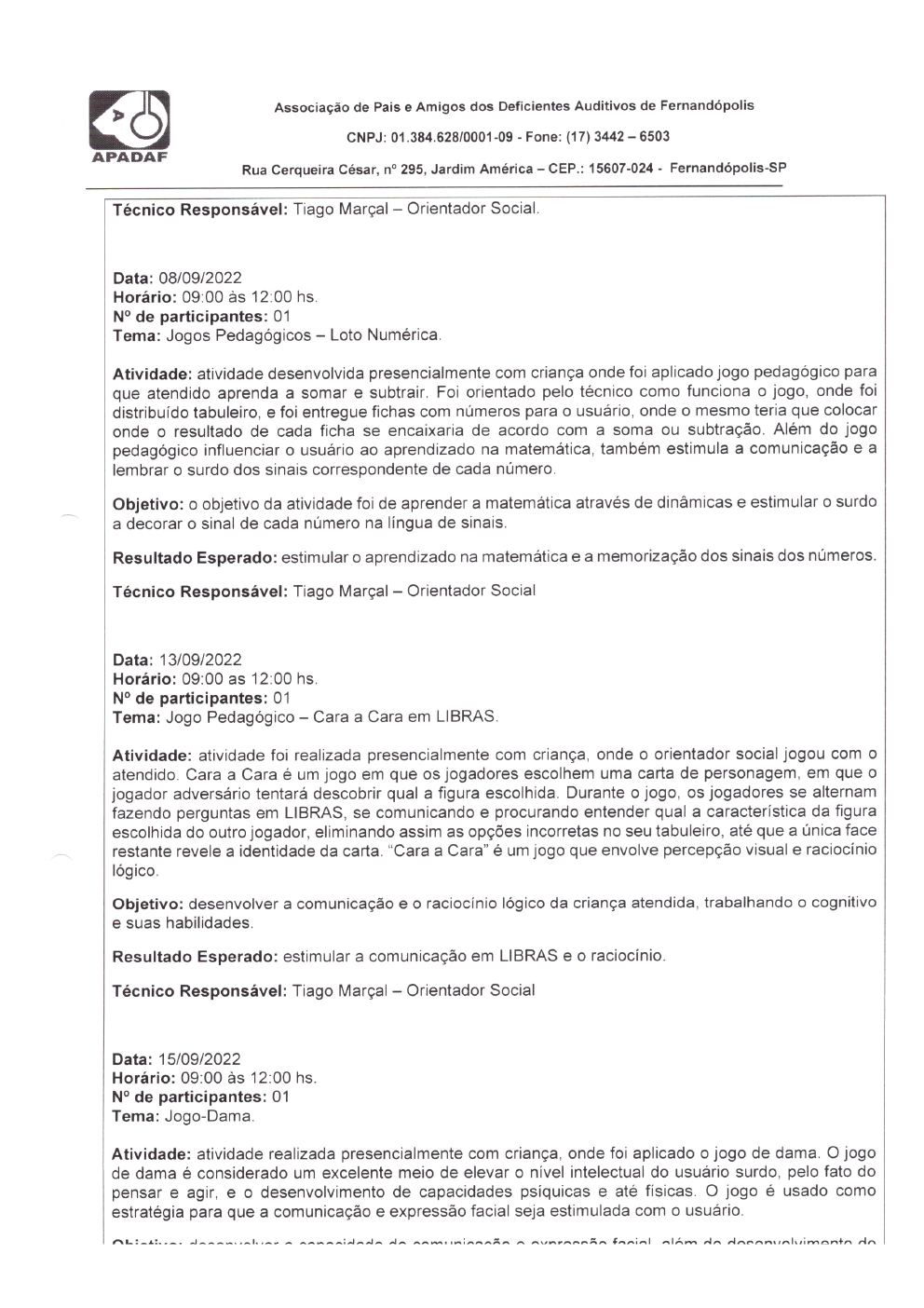 Página 14 de Prestação de Contas Mensal — Habilitação e Reabilitação — 9ª Parcela — Outubro/2022