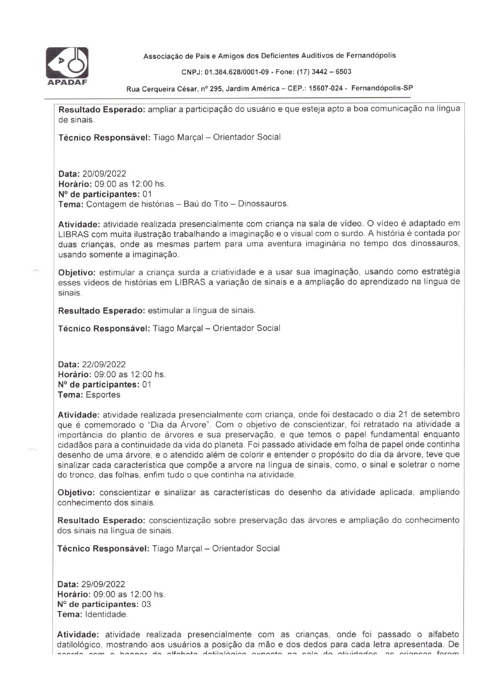 Página 15 de Prestação de Contas Mensal — Habilitação e Reabilitação — 9ª Parcela — Outubro/2022