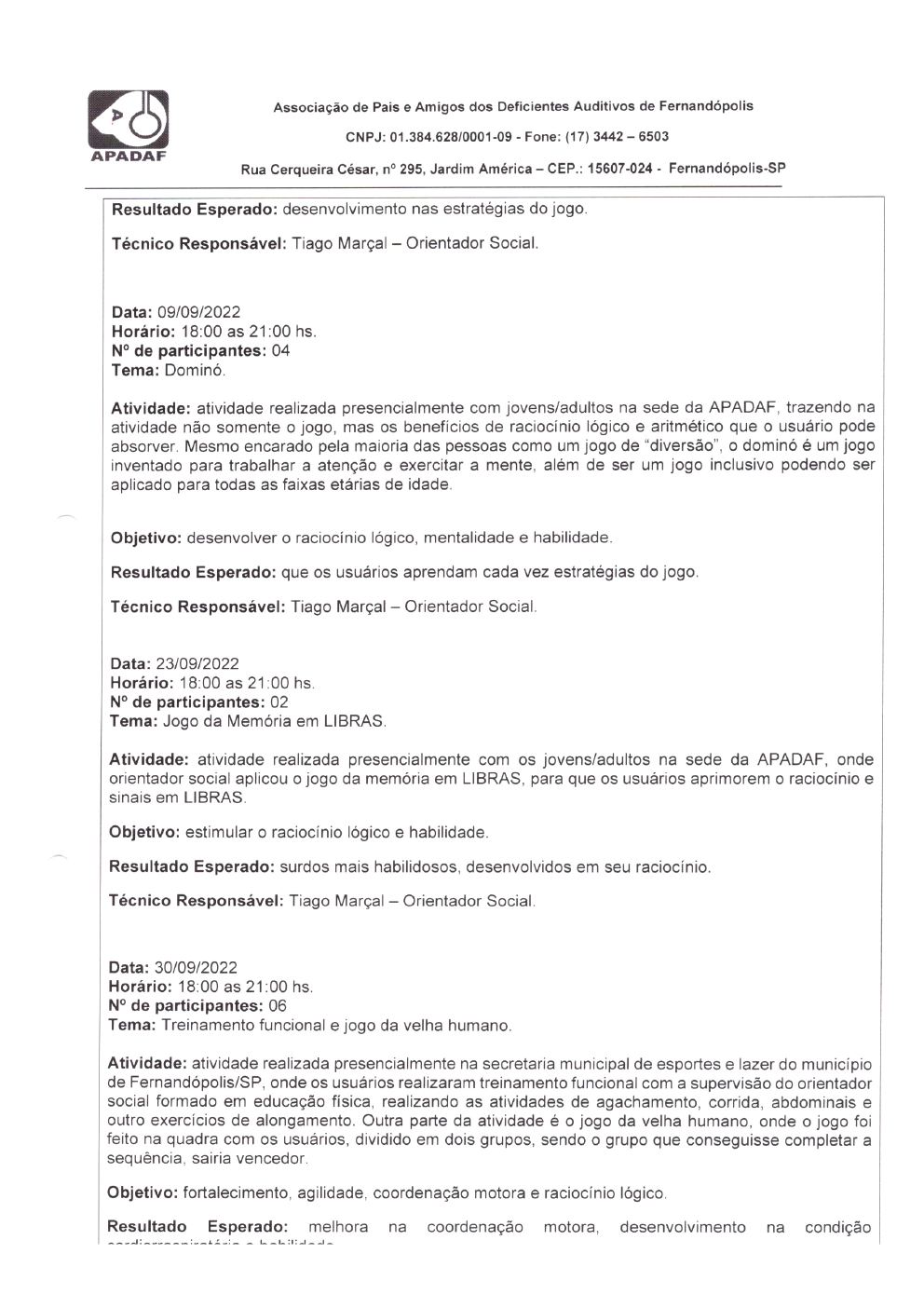 Página 19 de Prestação de Contas Mensal — Habilitação e Reabilitação — 9ª Parcela — Outubro/2022
