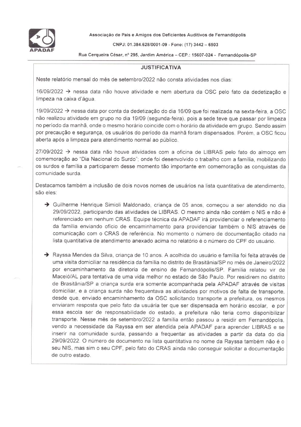 Página 28 de Prestação de Contas Mensal — Habilitação e Reabilitação — 9ª Parcela — Outubro/2022