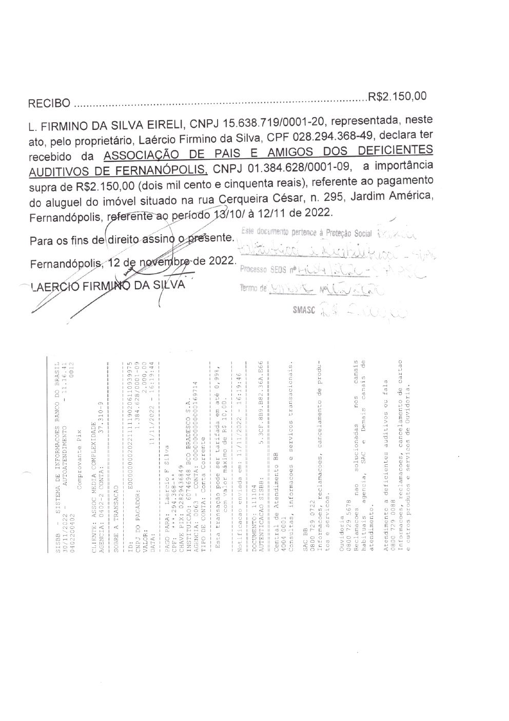 Página 10 de Prestação de Contas Mensal — Habilitação e Reabilitação — 10ª Parcela — Novembro/2022