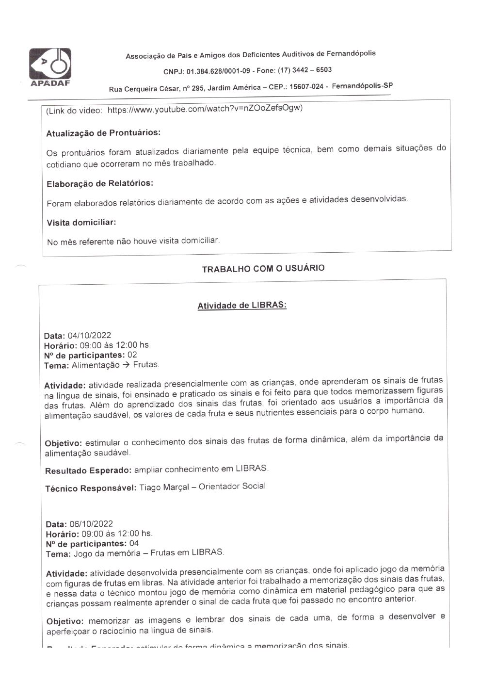 Página 13 de Prestação de Contas Mensal — Habilitação e Reabilitação — 10ª Parcela — Novembro/2022
