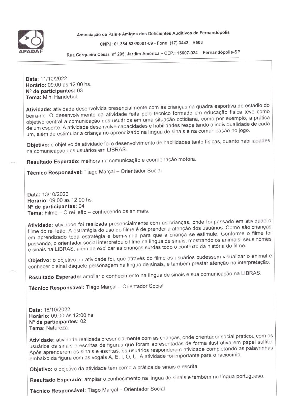 Página 14 de Prestação de Contas Mensal — Habilitação e Reabilitação — 10ª Parcela — Novembro/2022