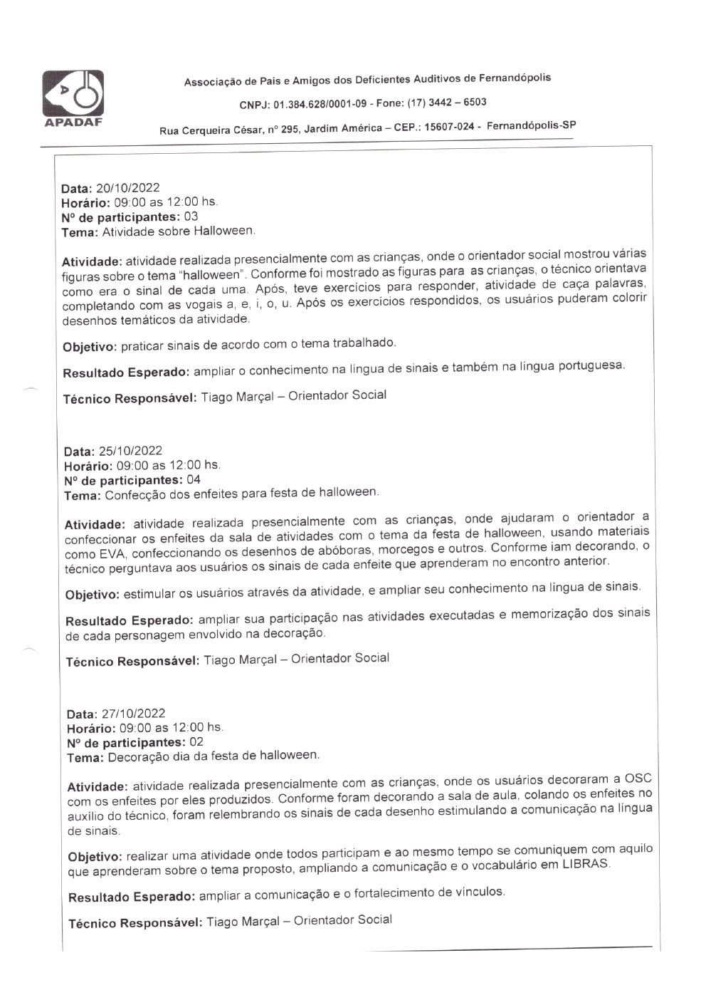 Página 15 de Prestação de Contas Mensal — Habilitação e Reabilitação — 10ª Parcela — Novembro/2022