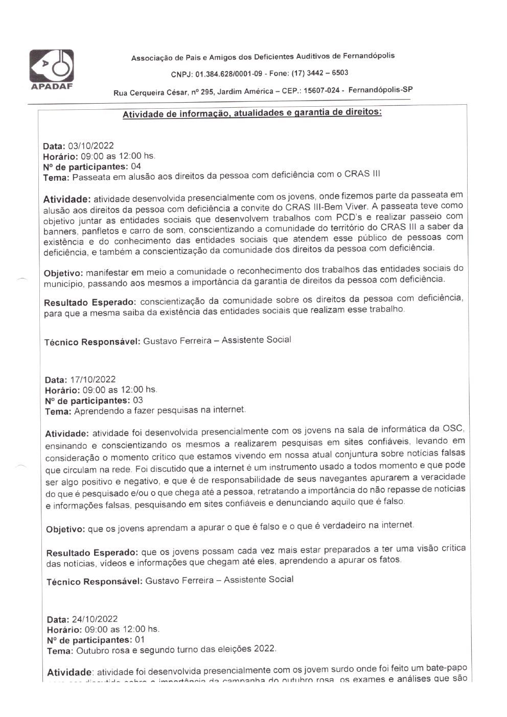 Página 16 de Prestação de Contas Mensal — Habilitação e Reabilitação — 10ª Parcela — Novembro/2022