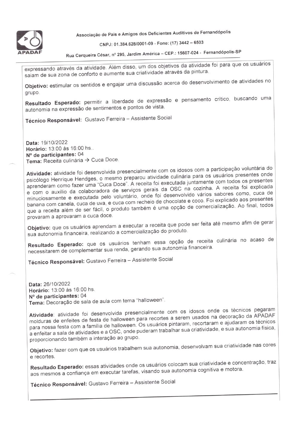 Página 18 de Prestação de Contas Mensal — Habilitação e Reabilitação — 10ª Parcela — Novembro/2022