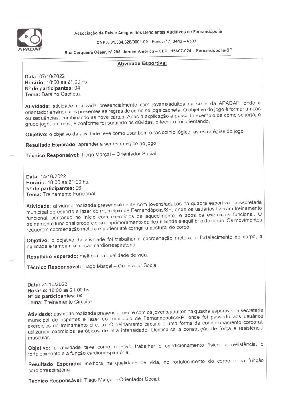 Página 19 de Prestação de Contas Mensal — Habilitação e Reabilitação — 10ª Parcela — Novembro/2022